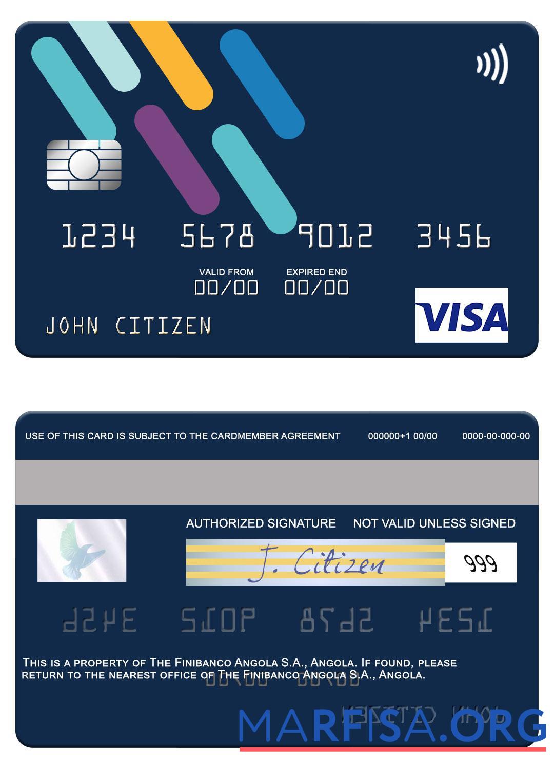 Downloadable Angola Finibanco Angola S.A. visa card sample